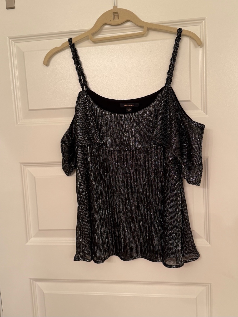 Ella Moss Black Metallic Cold-Shoulder Camisole